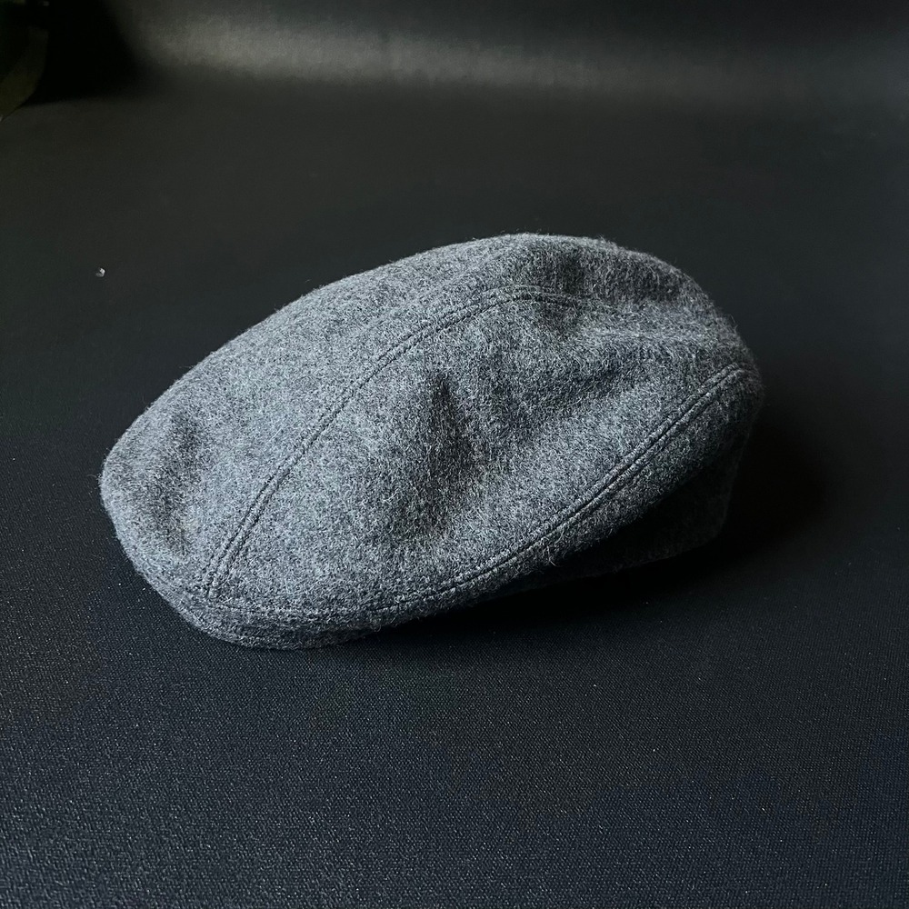Decky Hat Co Mens L/XL Grey 100% Melton Wool Flat Cap Ivy Hat  Newsboy Cap USA